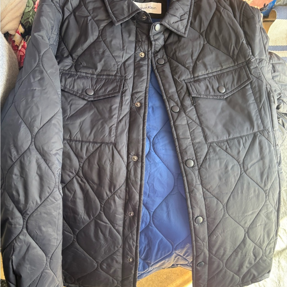 Calvin Klein Navy Quilted Outerwear